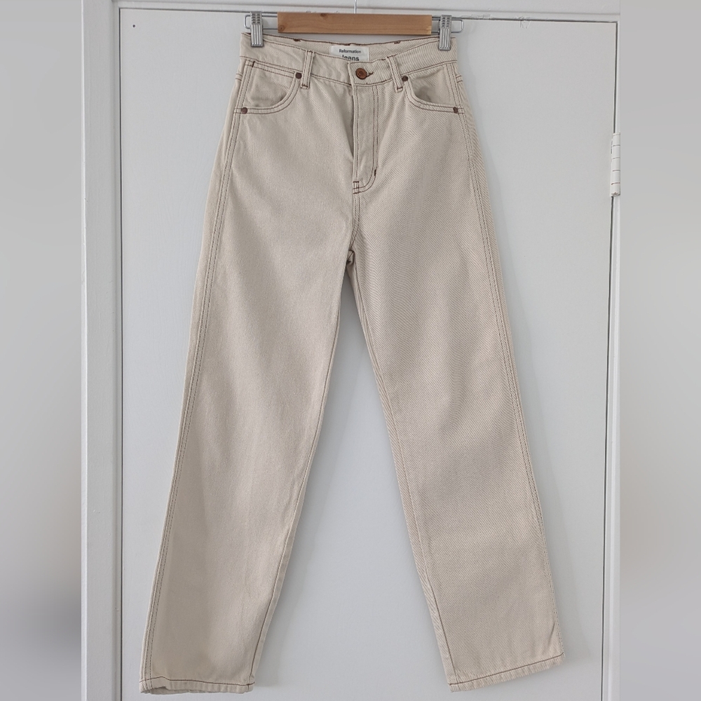 Reformation Cowboy High Rise Straight Jeans In Almond - Picture 4 of 10